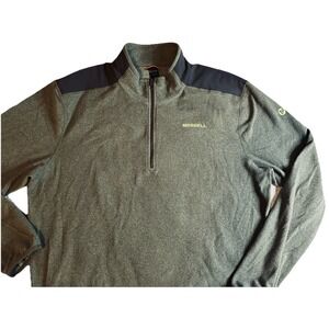 Merrell Mens Large Quarter Zip Fleece Pullover Olive Green Hiking Sweater L